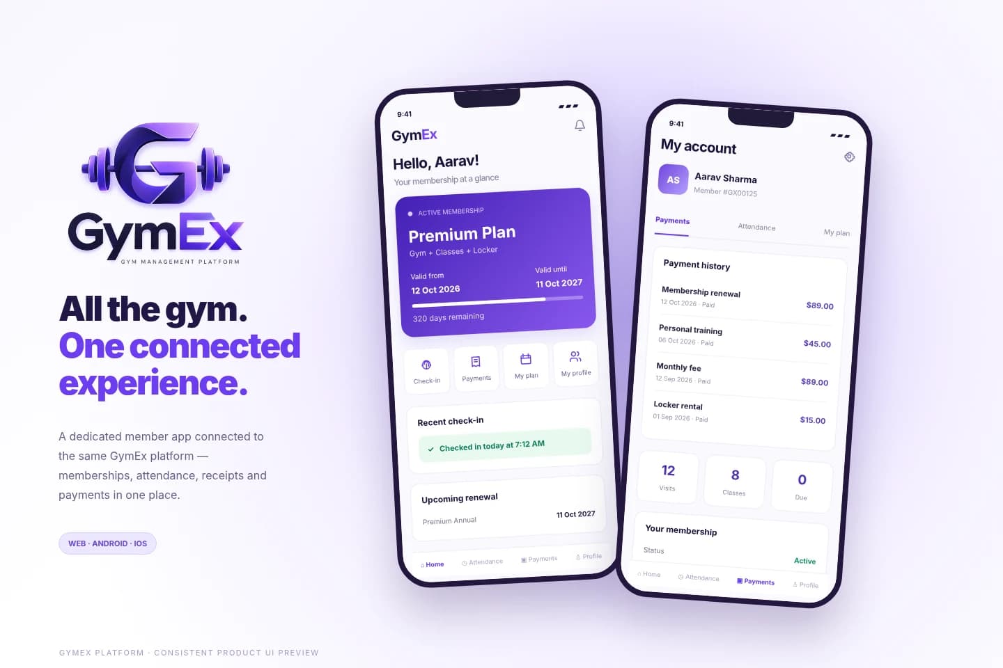 GymEx — Member mobile app